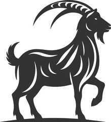 Goat standing with one front leg raised animal vector silhouette