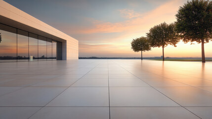 Stone pavement and modern architecture