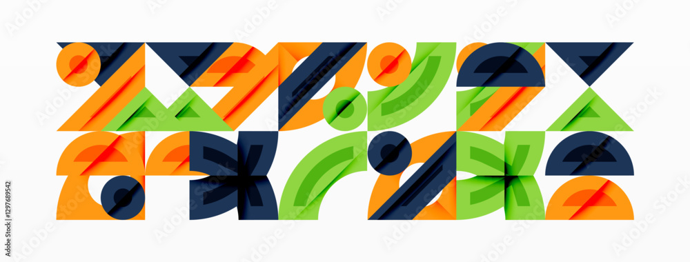 Poster abstract geometric background with shapes, featuring circular and rounded elements. bold contrast, s