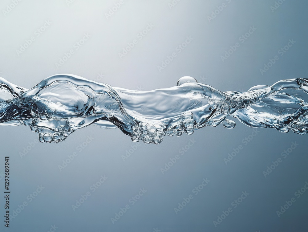 Poster elegant water surface with a wave formation on a gradient background creating a serene and refreshin