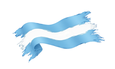 Abstract brush stroke design in blue and white with transparent background