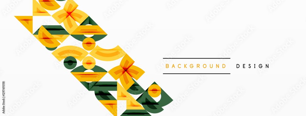 Aufkleber Abstract geometric background with shapes, featuring circular and rounded elements. Bold contrast, smooth gradients, dynamic composition, futuristic style