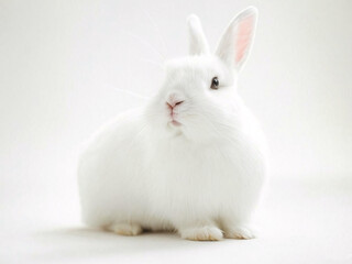 Fototapeta premium white rabbit on white background