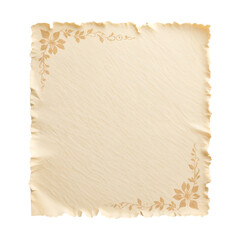 Fototapeta premium Cream Handmade Paper with Floral Print on Transparent Background