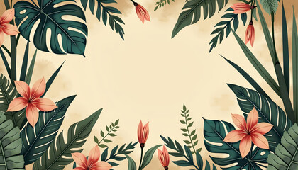 Fototapeta premium Minimalist Tropical Leaf Silhouettes for Natural Product Packaging and Eco Branding