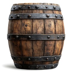 Fototapeta premium Aged wooden barrel with iron bands. (1)