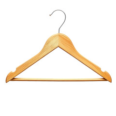 Wooden Coat Hanger Isolated On Black. Empty Hanger. Wardrobe. Storage Concept.
