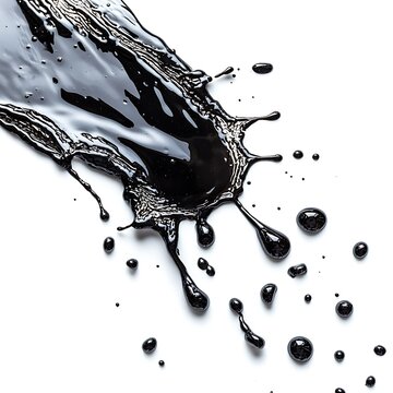 Black liquid splash isolated on white.