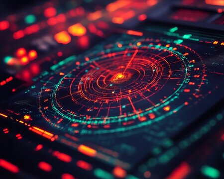 Futuristic radar screen, control panel