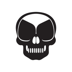 Fototapeta premium The skull icon. Black silhouette of a human skull. Vector illustration isolated on a white background for design and web. 