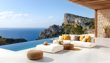 Coastal patio furniture, ocean view