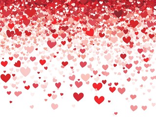 Falling hearts, red, white background