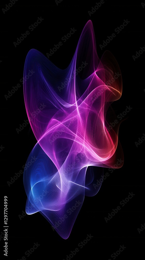 Poster abstract luminous wave on black background with vibrant gradient colors for modern design and artist