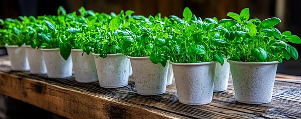 Fresh Basil Herb Plants in Pots - Sustainable living