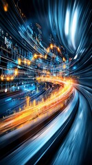 Obraz premium Futuristic Data Highway Speed, Technology, and Innovation.