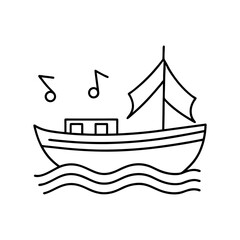 Boating on music very nice line art illustration
