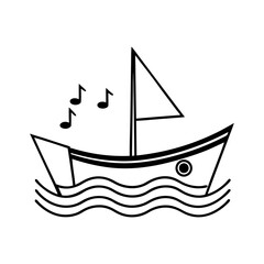 Boating on music very nice line art illustration