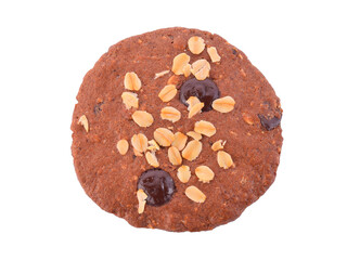 Chocolate cookies with cereals on white transparent png