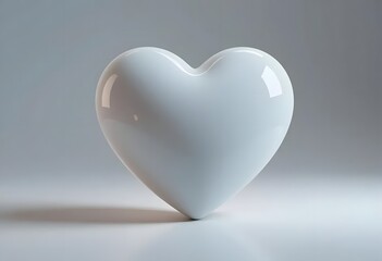 Minimalistic White Heart Shape on Neutral Background - Love, Romance, and Elegant Design Concept