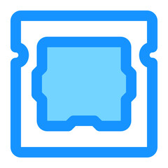 Central Processing Unit Icon for Processor Technology with Blue Outline