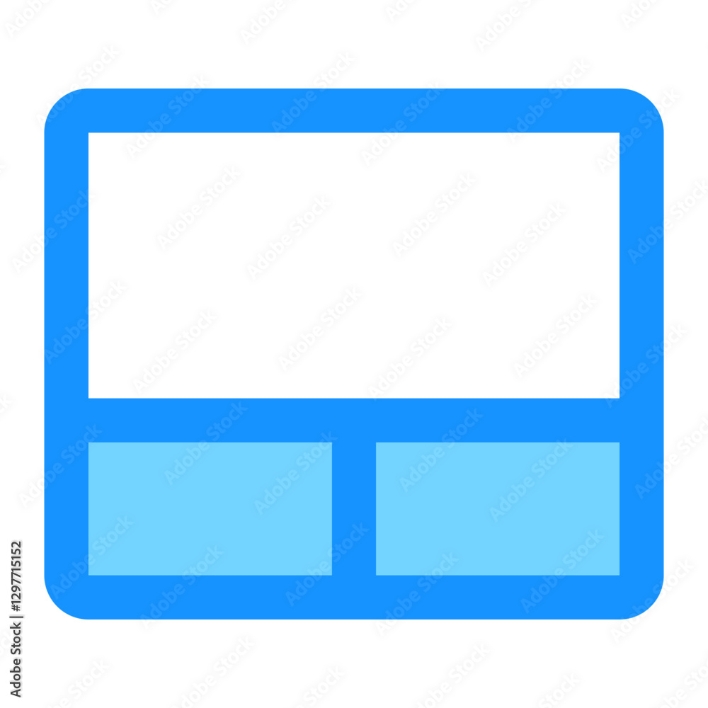 Poster displaying website template layout with two sections and clean design