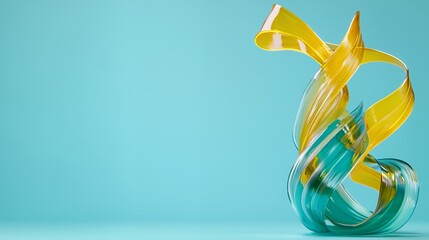 Abstract Swirling Fluid Forms on Cyan Background