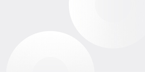 Simple white glowing geometric lines on gray background. Modern shiny blue circle modern