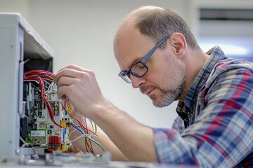 Focused Technician Repairing Complex Electronics