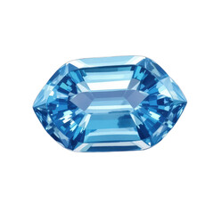 Fototapeta premium Emerald Cut Blue Gemstone with Transparent Background