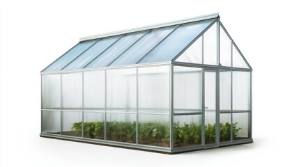 Modern greenhouse isolated on white