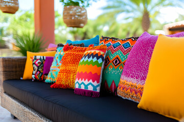 Colorful pillows on outdoor couch (7)