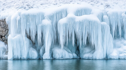 A striking ice-covered cliff face, its rugged surface glistening under the soft glow of the Arctic sun, with delicate frost patterns visible up close