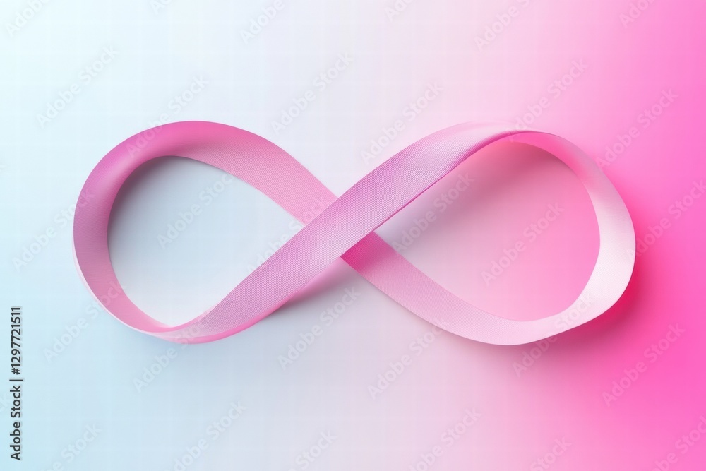 Leinwandbilder lush pink ribbon shaped in infinity sign on soft gradient background expressing continuity and elega