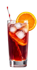 Refreshing Iced Orange Cocktail with Ice Cubes
