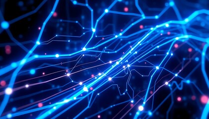 Obraz premium Stunning Abstract Network: Glowing Blue Lines & Nodes Background