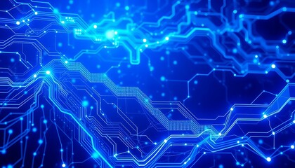 Obraz premium Abstract Blue Circuit Board Background: High-Tech Digital Technology Image