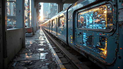 Naklejka premium Dystopian Train to the Unknown 