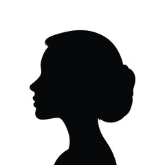 Minimalist Black and White Woman Silhouette – Elegant Side Profile Vector
