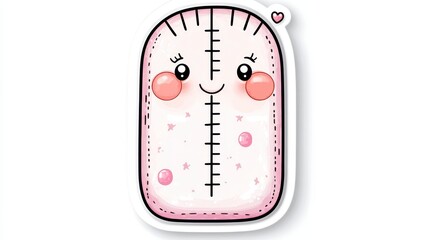 Cute Cartoon Ruler Character with Blush and Smiley Face Design