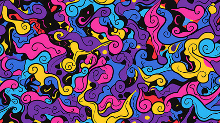 Vibrant Abstract Pattern With Colorful Swirls and Shapes