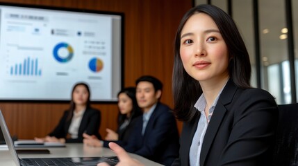 Naklejka premium Professional Business Meeting with Diverse Colleagues in Office