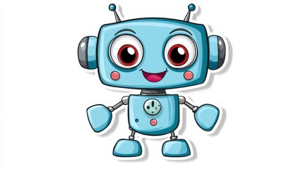 Fototapeta premium Cute Cartoon Robot Character with Big Eyes and Friendly Smile