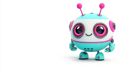 Obraz premium Cute Cartoon Robot with Colorful Design and Friendly Expression