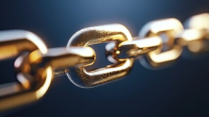 Obraz premium Golden Chain Link Macro, Strength, Security, and Interconnectedness Concept