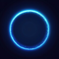 Obraz premium Luminous blue circle on dark background emitting radiant light and energy for futuristic tech design