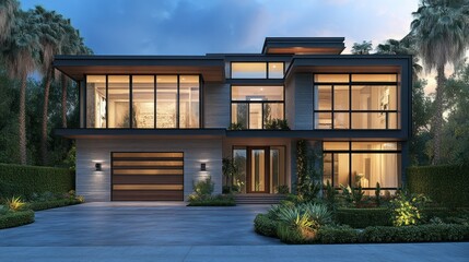 Modern House Exterior at Dusk (1)