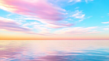 Obraz premium Serene Ocean Horizon at Sunset with Peaceful Pastel Sky Colors