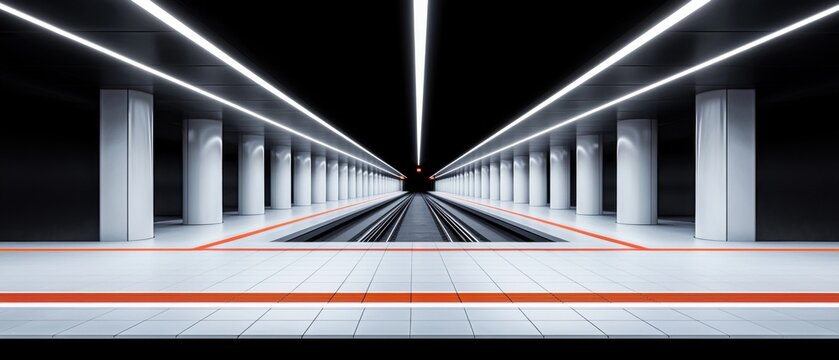 Modern subway station with sleek architecture and illuminated design in a quiet setting