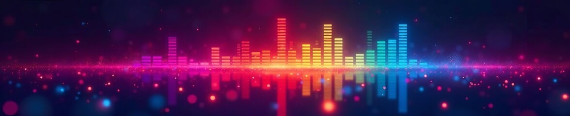 Abstract rainbow colored sound equalizer on glowing background, music, rainbow, abstract
