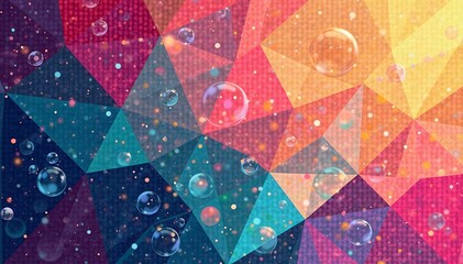 Angular grid of triangles and circles in modern artwork, circles, triangles, geometric